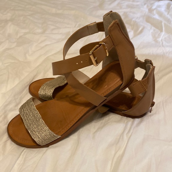 Fergie Gold and Brown Sandals - Picture 1 of 7